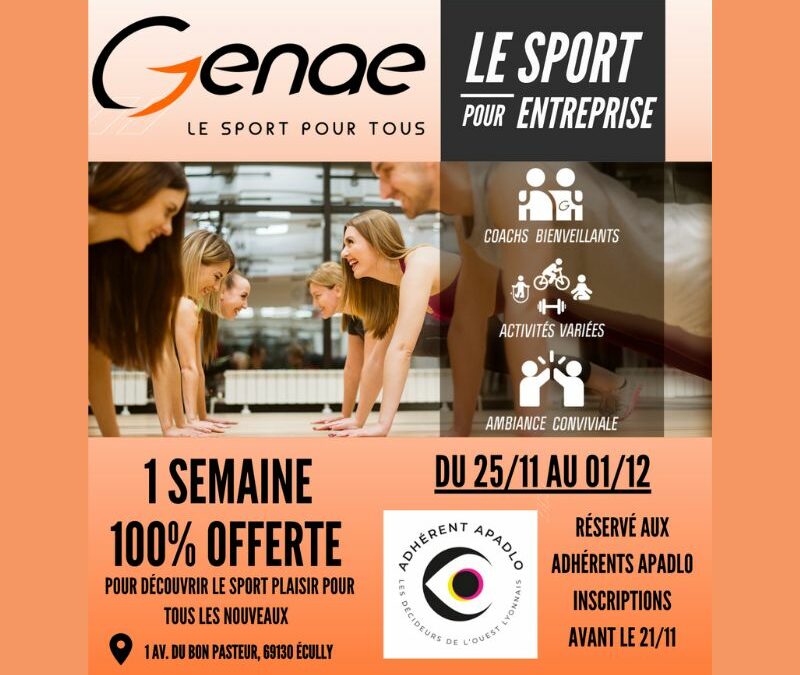 25/11 | Semaine offerte Club GENAE – Ecully